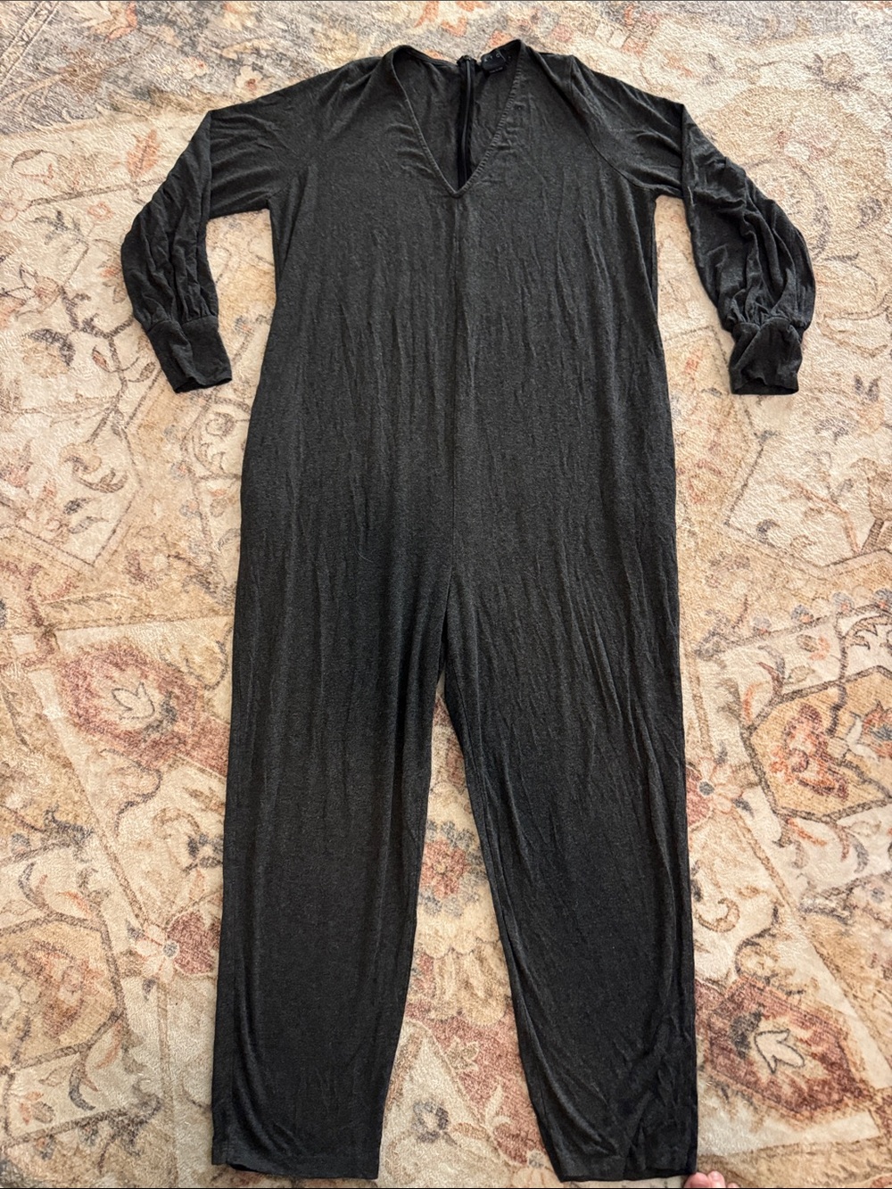Hatch Dark Charcoal Gray V-Neck Knit Maternity Jumpsuit